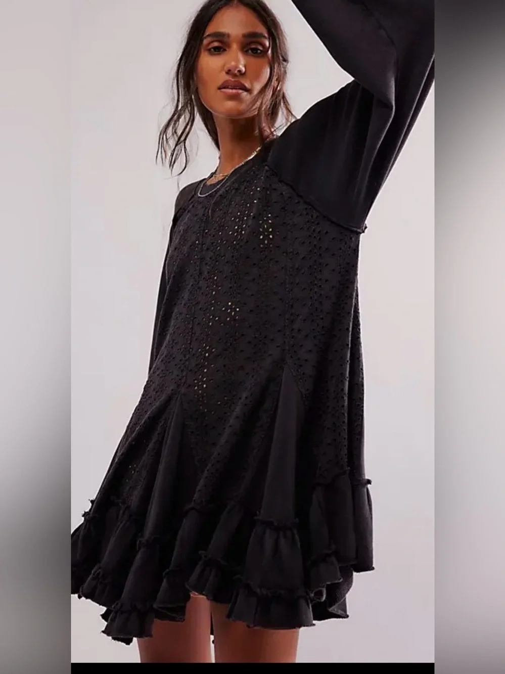 Free People Eva Tunic Sweatshirt washed black M